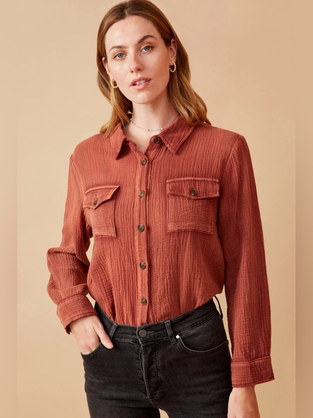 Union Bay Supplies Gauzy Button-Down in Red